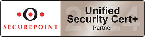 Das Bild zeigt das Label "Securepoint Unified Security Cert+ Partner".